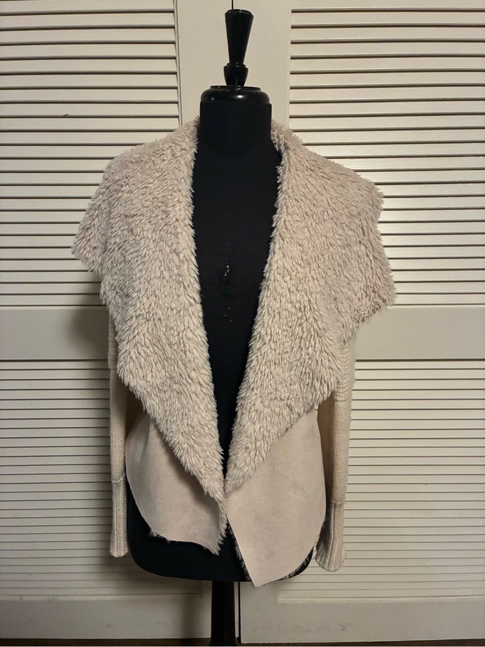 American Rag Cream Faux-Sherpa Open Front Cardigan